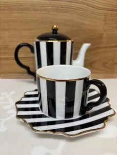 Francfranc ストライプカップ・ソーサー•ポットセット
