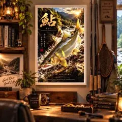 鮎 アユ 清流 渓流 フレーム付きポスター
