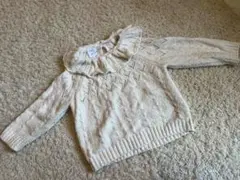 ZARA 女の子フリル付きクリーム色ニットセーター