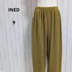 INED☆ワイドパンツ　9　カーキ　ベロア調　ウエストゴム　きれいめのサムネイル