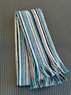 ストライプデザイン フリンジ付きマフラー