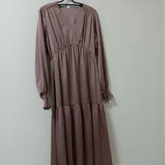 スナイデル　ブラウン ロングワンピース Vネック