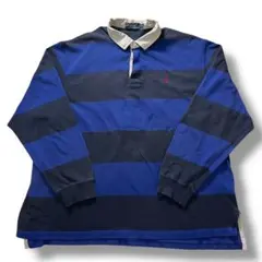 Polo Ralph Lauren ラガーシャツ ボーダー 青 ポニー 古着