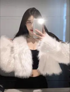 DAZY ワンホン系 ホワイトファーショートジャケット 韓国