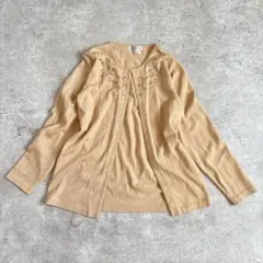 【美品】BALLSEYウール100% 装飾ニットカーディガンベージュ