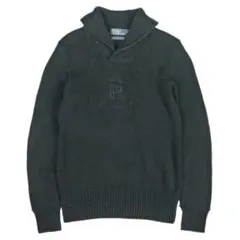 ビンテージ黒ラルフローレン ショールカラー コットン ニット セーター古着90s