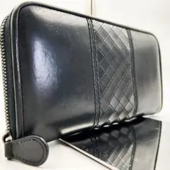 ボッテガヴェネタ 長財布 スコルピート イントレチャート ラウンドファスナー 黒