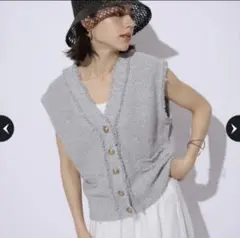 （美品）Arpege story♡ツイードニットベスト　グレー