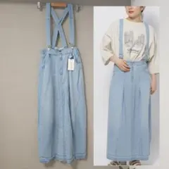 ニコアンド　サスペンダー エッグスカート　デニムスカート