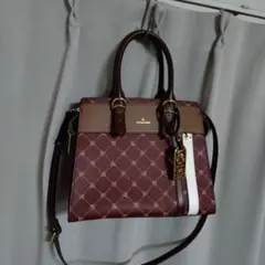 ＆chouette モノグラムハンドバッグ　ワインレッド