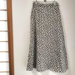 グローバルワーク レオパード フレアスカート スカート サテン M ベージュ