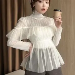 チュール ブラウス カットソー シアー