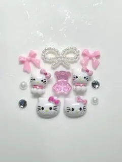 ネイルパーツ　キティ　ピンク　おまけリボン付き♡
