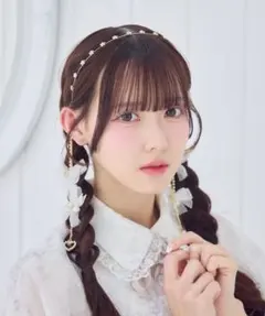ROJITA リボン付パールチェーンカチューシャ ホワイト