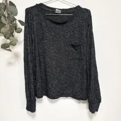 ブラック系 長袖Tシャツ【M】ユニセックス 長T ロンT カットソ無地 シンプル