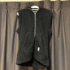 フリース フード付き ベスト 黒