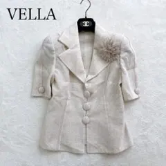 美品✨VELLA ジャケット L ショルダーパッド コサージュ ベージュ