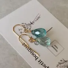 cloche】K18YG ブルートルマリン ドロップ ピアス - メルカリ