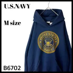USA製 アメリカ海軍 エンブレムロゴ 両面プリント パーカー フーディー M
