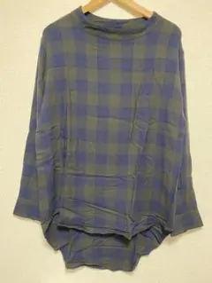 【ルシェールタンドゥース】新品✨️麻リネンワンピース　ネイビー×ブルー　チェック ルシェールタンドゥース】新品✨️麻リネンワンピース ネイビー×ブルー