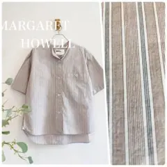 マーガレットハウエル ストライプ バンドカラーシャツ2
