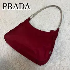 【希少】PRADA Vintageワンショルダーバッグ メタルハンドル レッドのサムネイル
