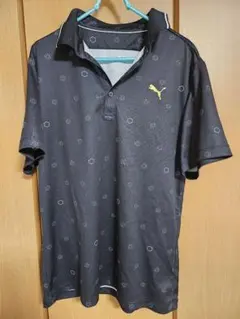 PUMA ポロシャツ ブラック 総柄 ASIA XL