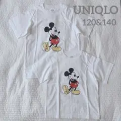 ユニクロ　キッズ　ミッキー　半袖　Tシャツ　ディズニー　お揃い 120 140