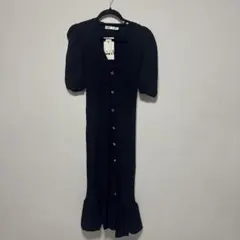 ZARA ネイビー ボタン付きロングワンピース