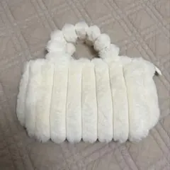ふわふわ ハンドバッグ ショルダーバッグ 白 ホワイト