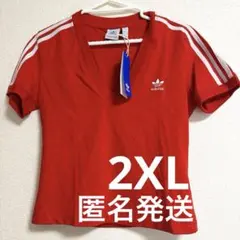 アディダススリーストライプス Vネック スリム半袖Tシャツ