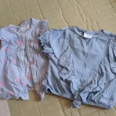フリル付きライトブルーシャツ2点セット