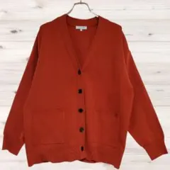 A1099 GLOBAL WORK カーディガン 長袖 (M) オレンジ 無地