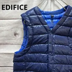EDIFICE インナーダウンベスト Vネック 紺色 S 撥水加工のサムネイル