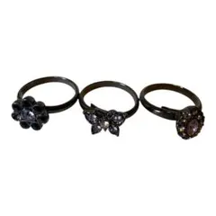 希少　ANNA SUI 3連リング 蝶　ラインストーン　指輪 フリーサイズ