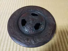 昭和の金属製円形灰皿 置き型