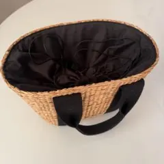 ストロー素材 ベージュ かごバッグ