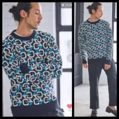 カンビオジオメトリー柄ニット黒