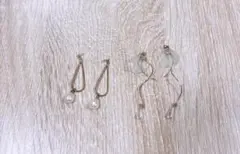 エレガントなパールとクリアストーンのピアスセット