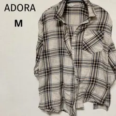 希少✨ADORA 【M】チェック柄 長袖シャツ海外古着 レディース ゆったり