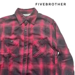 FIVEBROTHER（ファイブブラザー）オンブレチェックネルシャツ　ライトネル