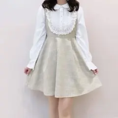 evelyn チェックレースワンピース ベージュ