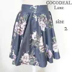 【COCODEAL Luxe】花柄 フロントボタン スカート 黒 サイズ2のサムネイル