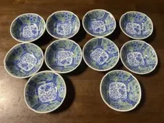 青と緑の花柄 皿 10枚セット