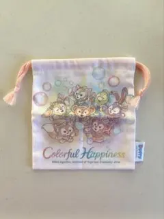 ディズニーシー ダッフィー&フレンズ カラフルハピネス 巾着 ピンク 1枚