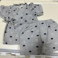 白と紺の魚柄 甚平