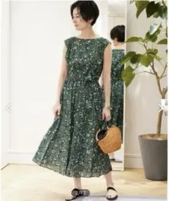 Ballsey コットンフラワープリントベルテッドワンピース