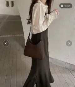 LAUIR バックリボンマーメイドキャミソールワンピース　Mサイズ