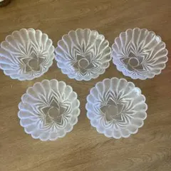 ガラス製フラワー模様デザートボウル5個セット