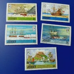 9040 外国切手 英国ジャージー島 1987年 船舶デザイン 5枚セット